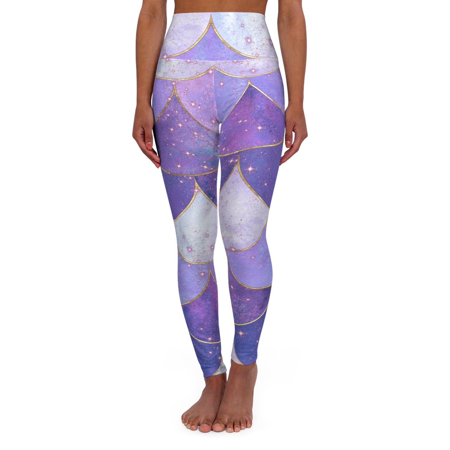 High Waisted Yoga Leggings Skinny Fit- Double layer waistband - Lavender Orbit Collection