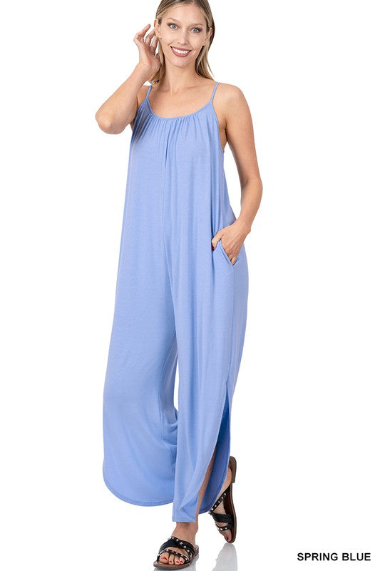 Jumpsuit with Side Slits, Adjustable Straps, Comfortable !