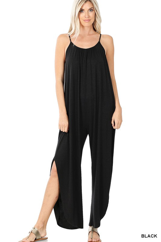 Jumpsuit with Side Slits, Adjustable Straps, Comfortable !