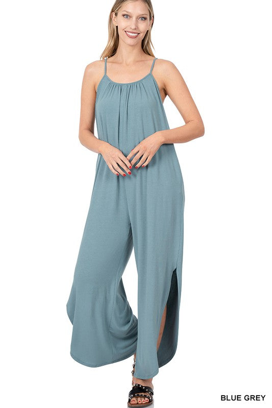 Jumpsuit with Side Slits, Adjustable Straps, Comfortable !