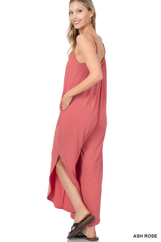 Jumpsuit with Side Slits, Adjustable Straps, Comfortable !