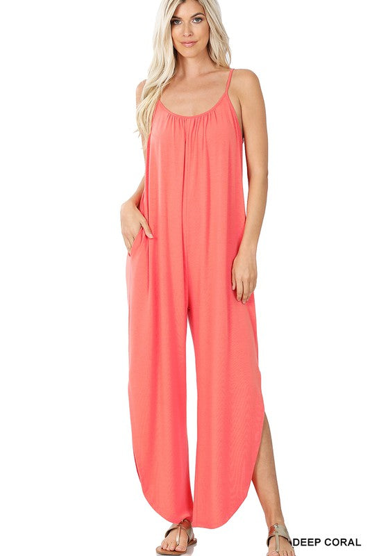 Jumpsuit with Side Slits, Adjustable Straps, Comfortable !