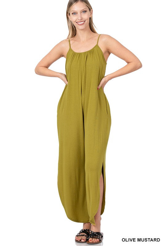 Jumpsuit with Side Slits, Adjustable Straps, Comfortable !