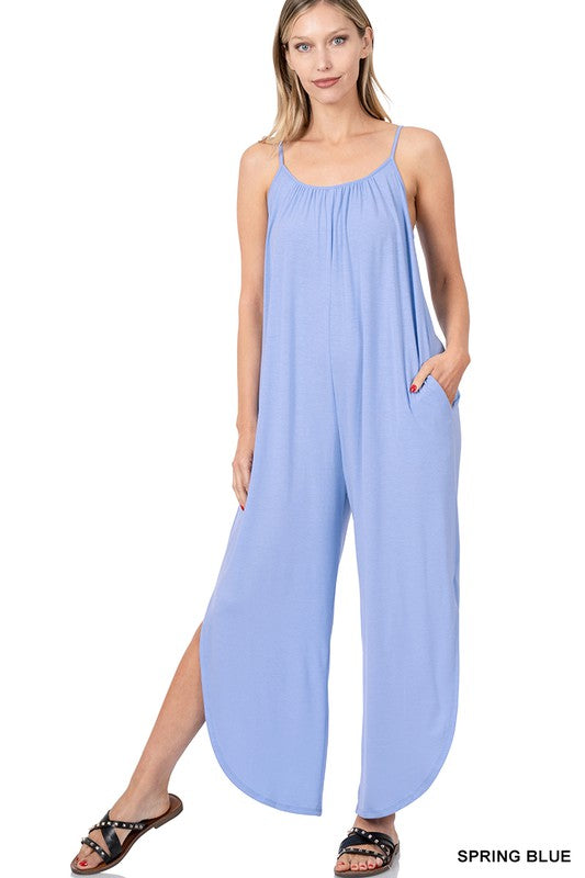 Jumpsuit with Side Slits, Adjustable Straps, Comfortable !