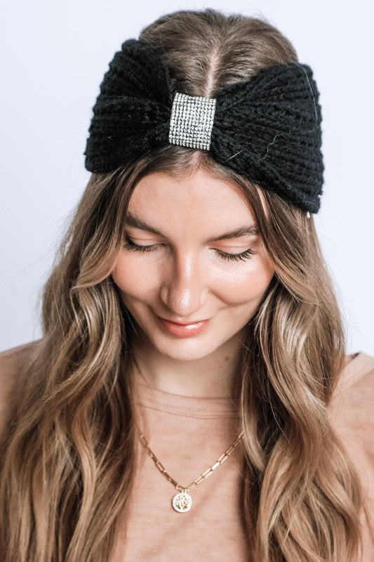 WINTER RHINESTONE KNITTED HEAD BAND