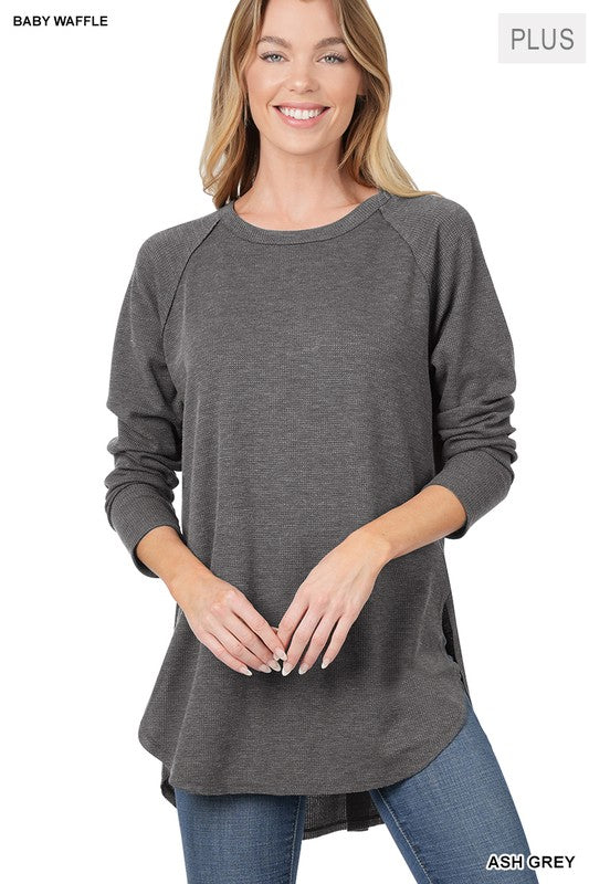 Plus Baby Waffle Raglan Sleeve Top