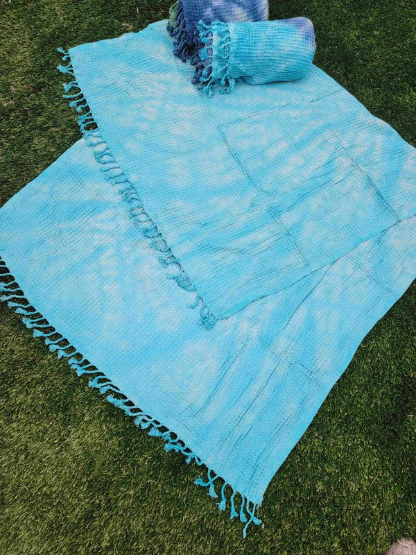 WAFFLE LIGHTWEIGHT QUICK DRY Towel - Blue Tie Dye