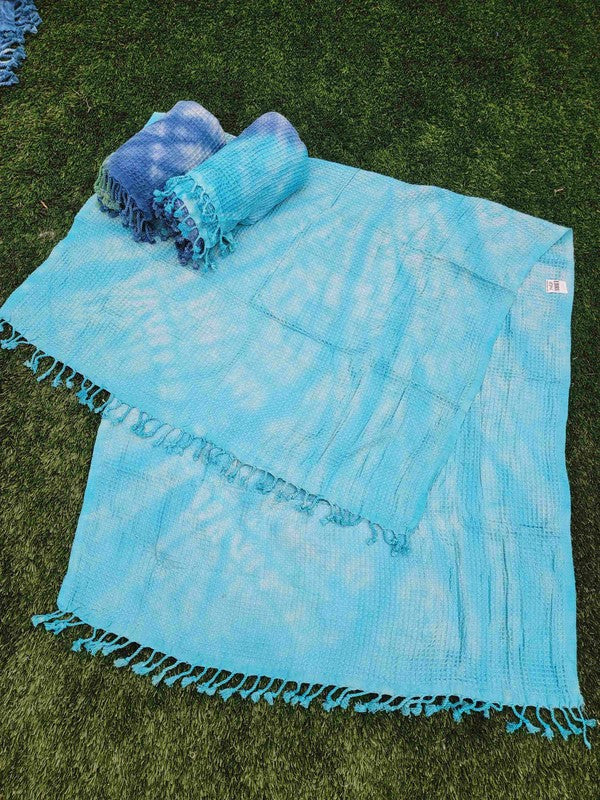 WAFFLE LIGHTWEIGHT QUICK DRY Towel - Blue Tie Dye