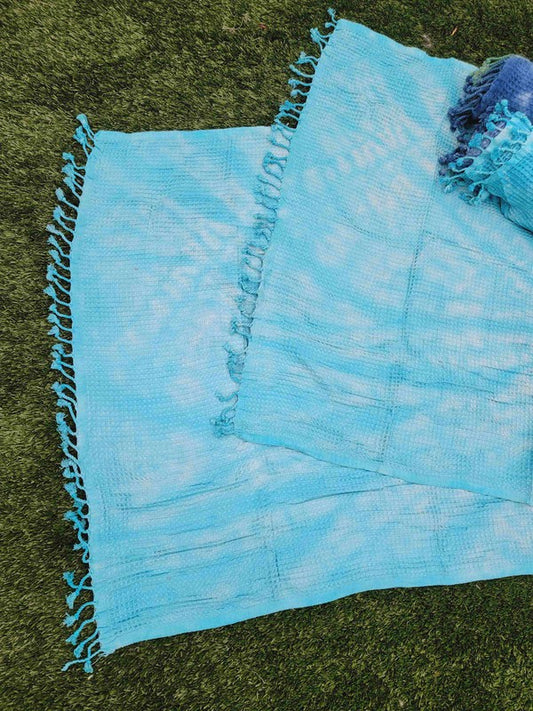 WAFFLE LIGHTWEIGHT QUICK DRY Towel - Blue Tie Dye