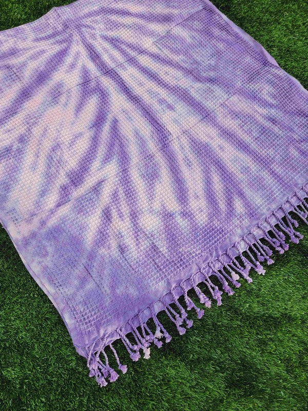 Waffle Towel,Throw Lightweight - Purple Tie Dye