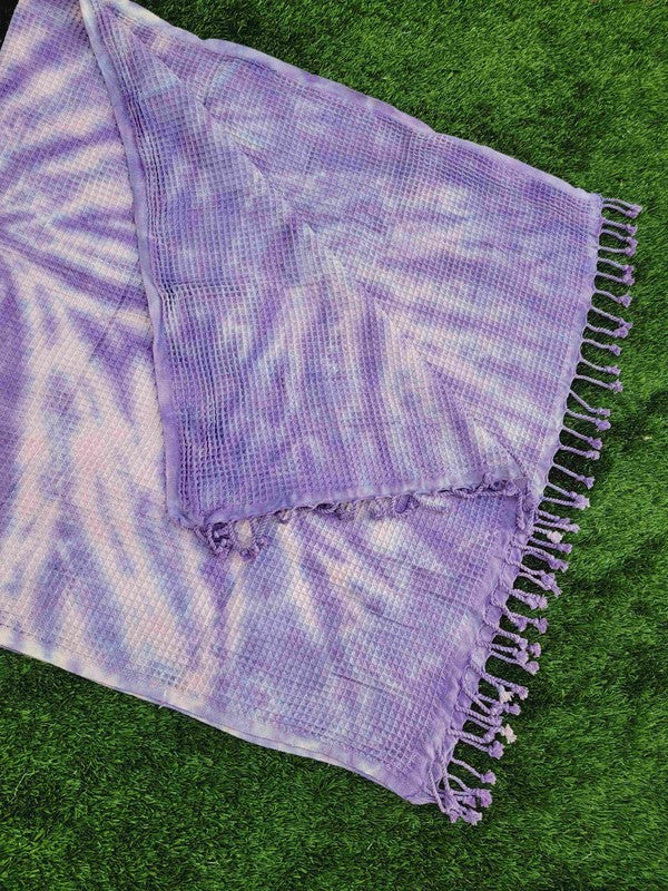 Waffle Towel,Throw Lightweight - Purple Tie Dye