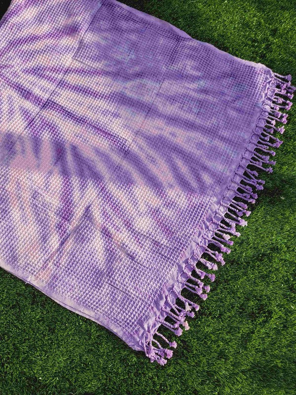 Waffle Towel,Throw Lightweight - Purple Tie Dye