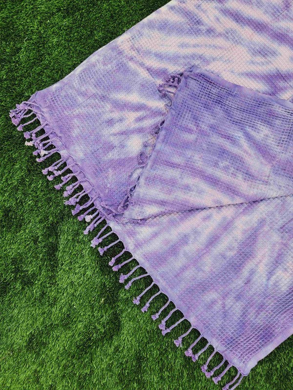 Waffle Towel,Throw Lightweight - Purple Tie Dye