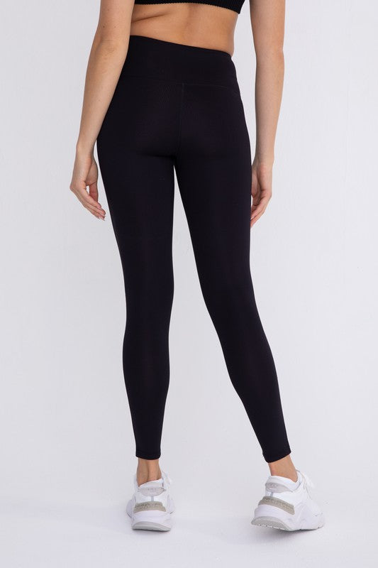 Jacquard Ribbed High-Waisted Leggings