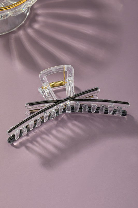 X SHAPE CLEAR HAIR CLAW CLIP WITH ENAMEL COLORS
