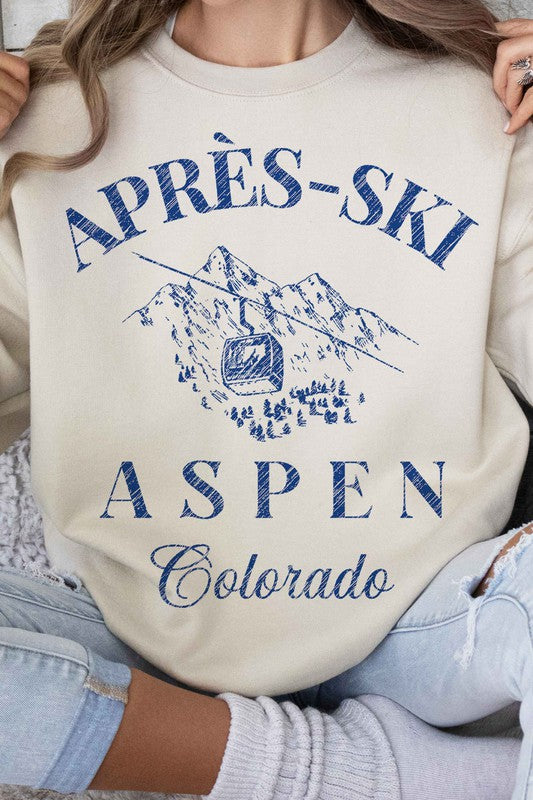 Graphic Sweatshirt Apres Ski Aspen Colorado, Premium Cotton Classic Fit