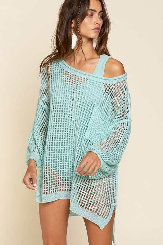 Oversized Fit See-through Pullover Sweater