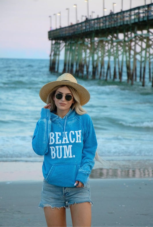 Vintage hoodie "Beach Bum" Plus Size 2X-3X- graphic text in white - front view