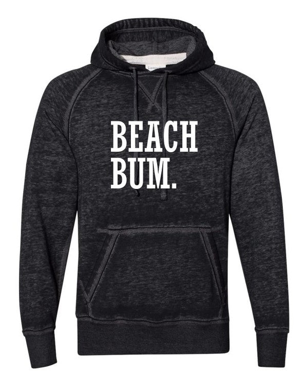 Vintage hoodie "Beach Bum" Plus Size 2X-3X- graphic text in white - front view - black