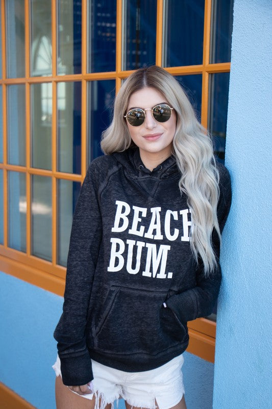 Vintage hoodie "Beach Bum" Plus Size 2X-3X- graphic text in white - front view