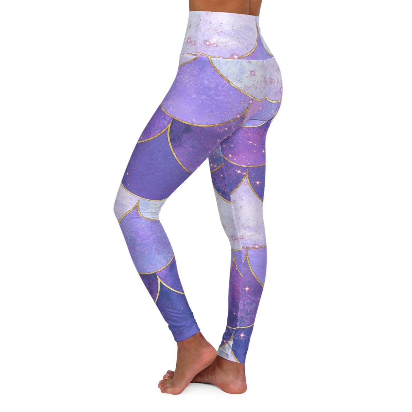 High Waisted Yoga Leggings Skinny Fit- Double layer waistband - Lavender Orbit Collection