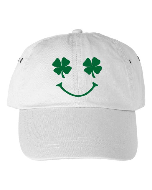 Smiley Shamrock Embroidered Dad Hat