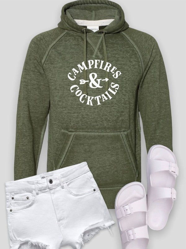 Vintage Hoodie Campfires and Cocktails - Acid Wash