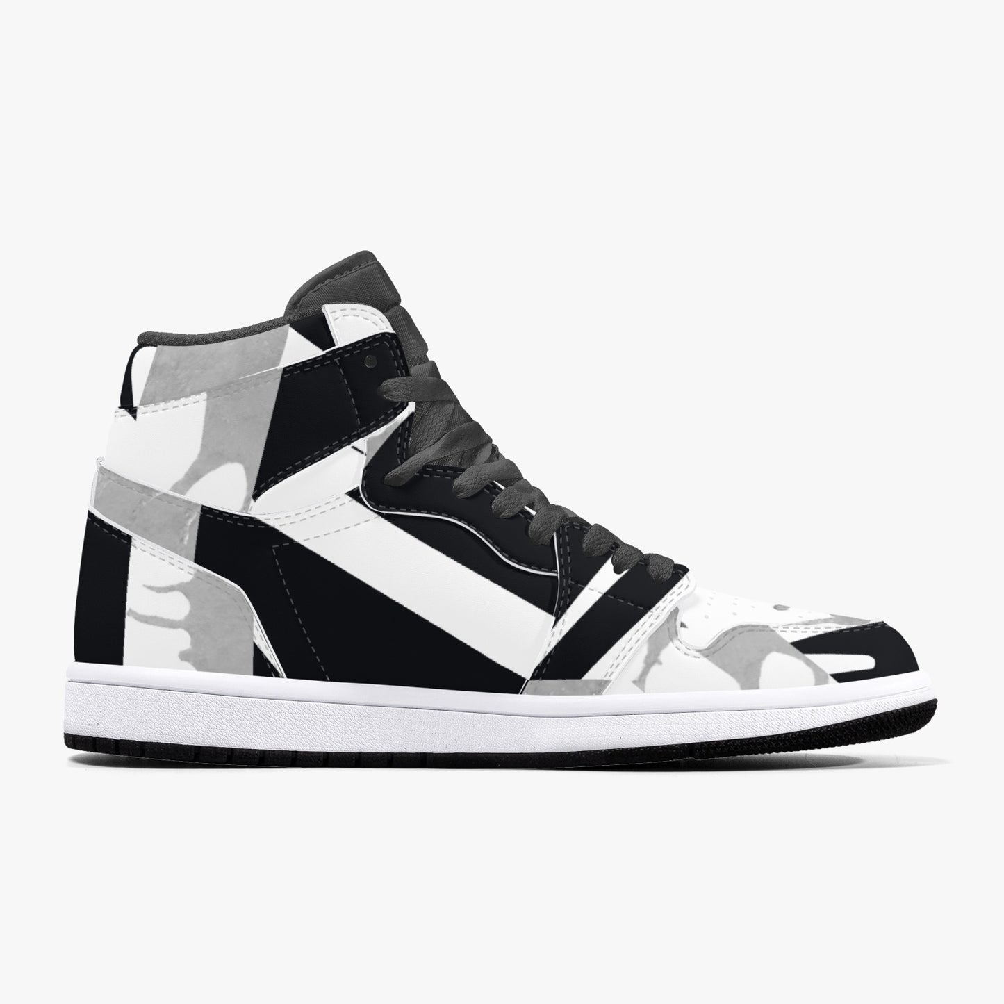 "Chaos" Collection Black High-Top Leather Sneakers