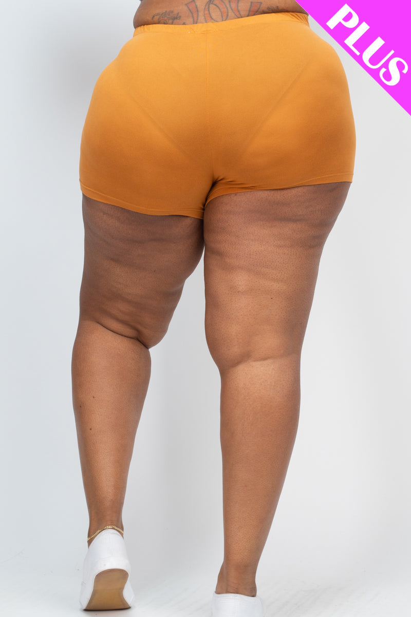 Plus Size Solid Shorts-24
