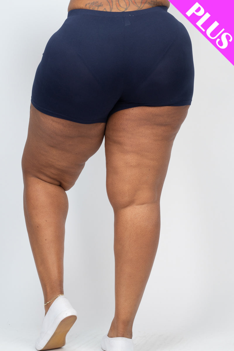 Plus Size Solid Shorts-36