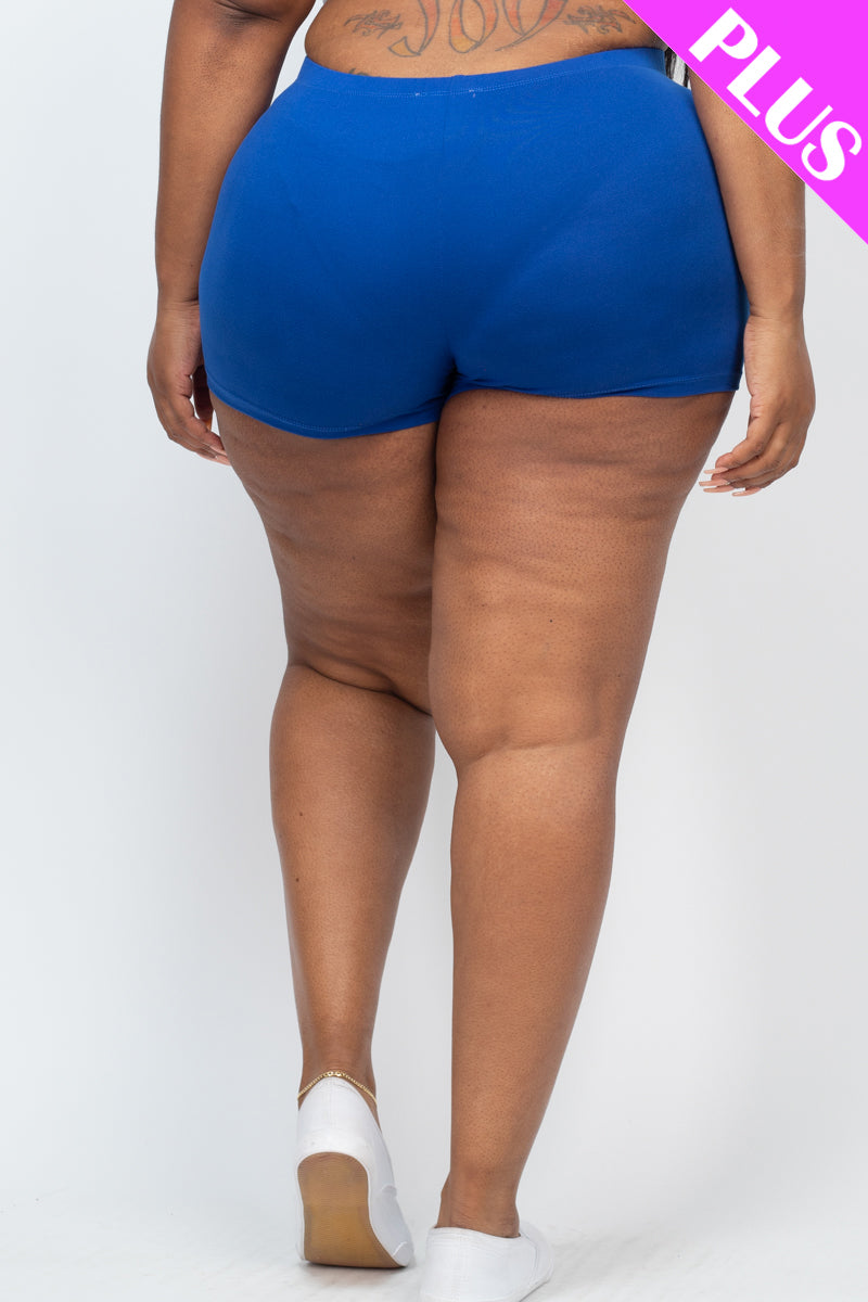 Plus Size Solid Shorts-7