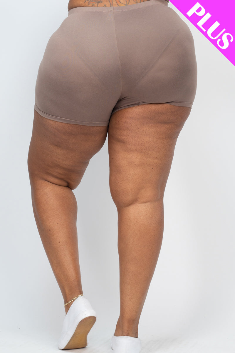 Plus Size Solid Shorts-49
