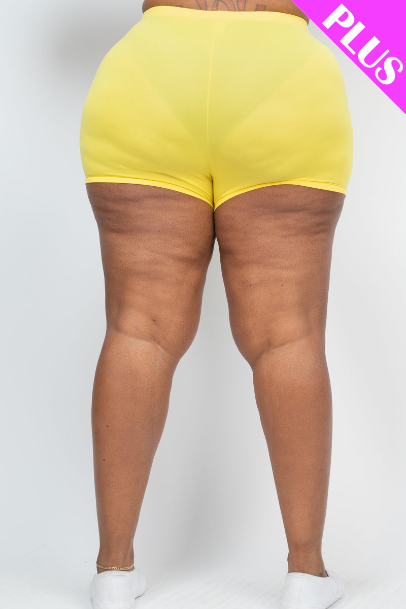 Plus Size Solid Shorts-12