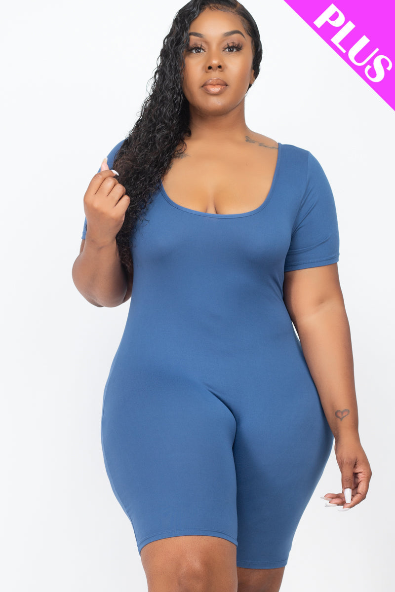 Plus Size Short Sleeve Bodycon Romper-10