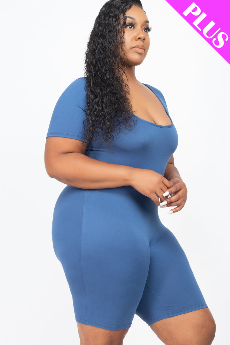 Plus Size Short Sleeve Bodycon Romper-11