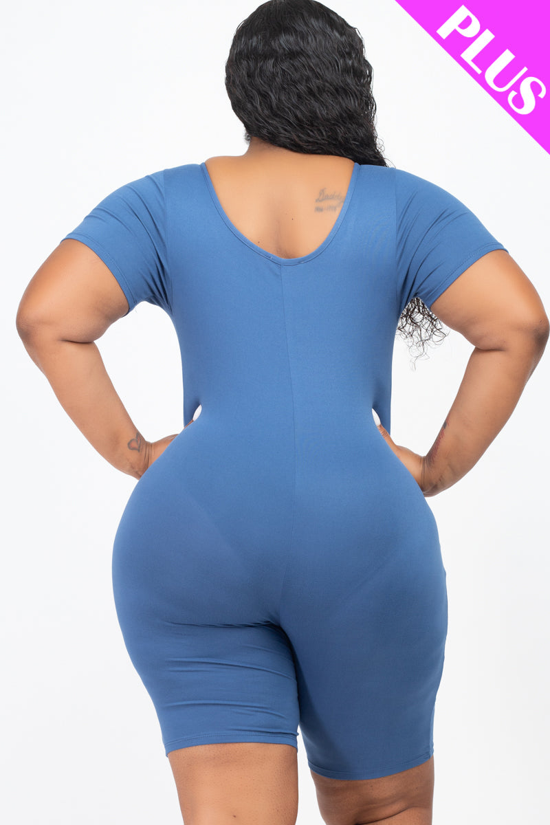 Plus Size Short Sleeve Bodycon Romper-12