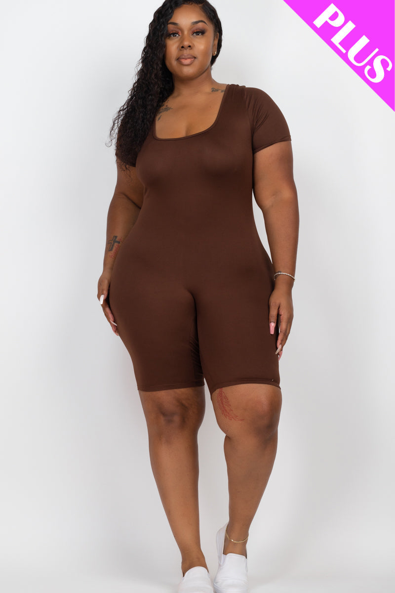 Plus Size Short Sleeve Bodycon Romper-9