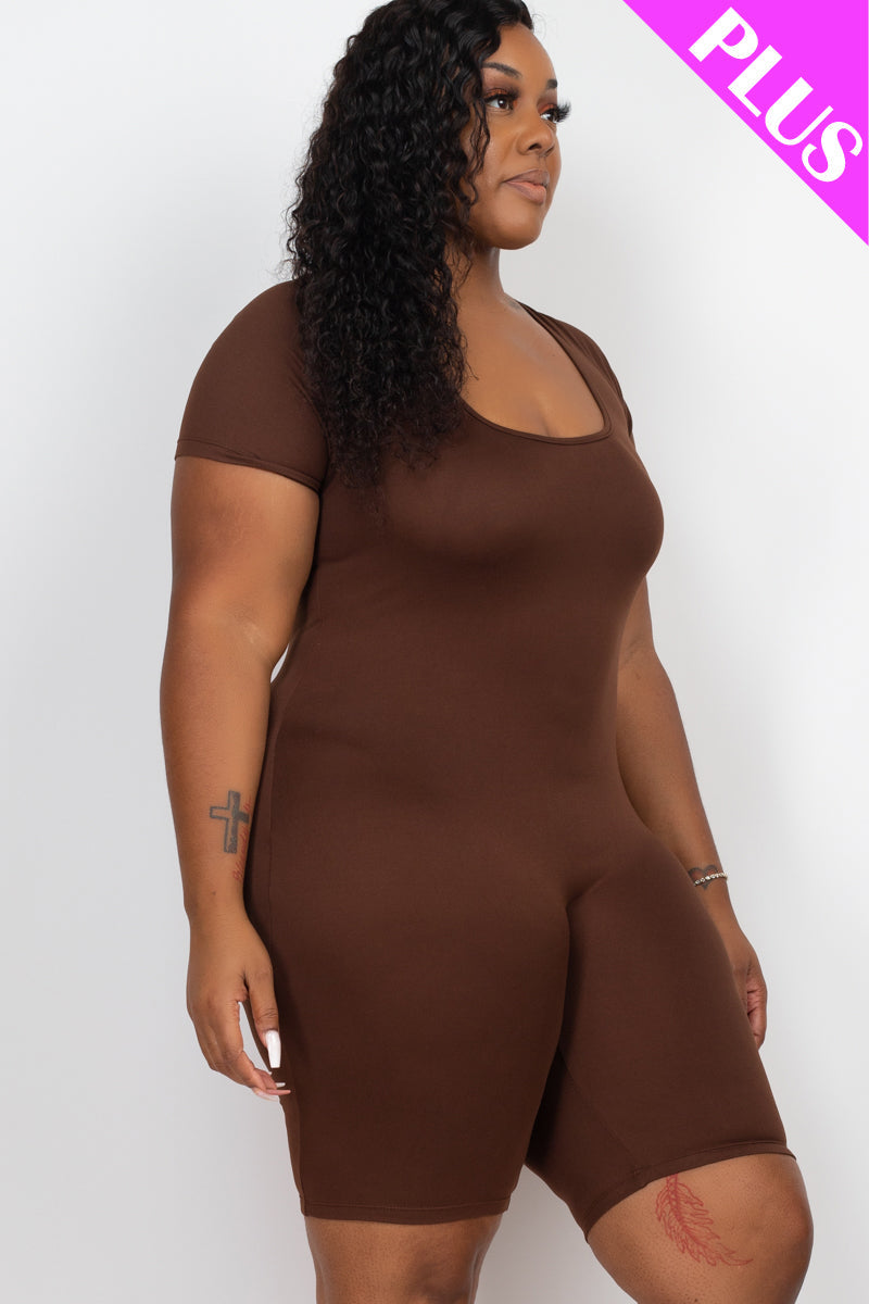 Plus Size Short Sleeve Bodycon Romper-6