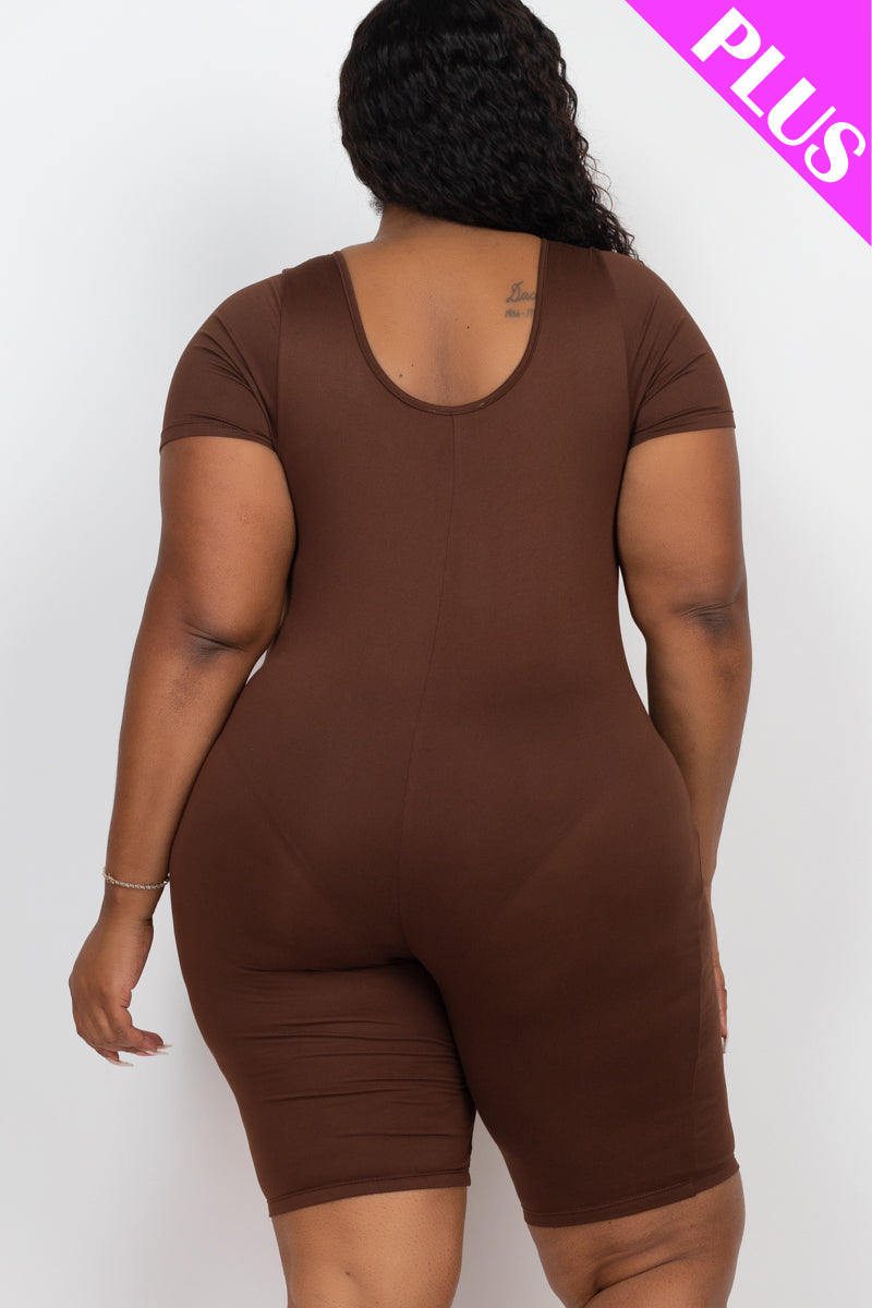 Plus Size Short Sleeve Bodycon Romper-7