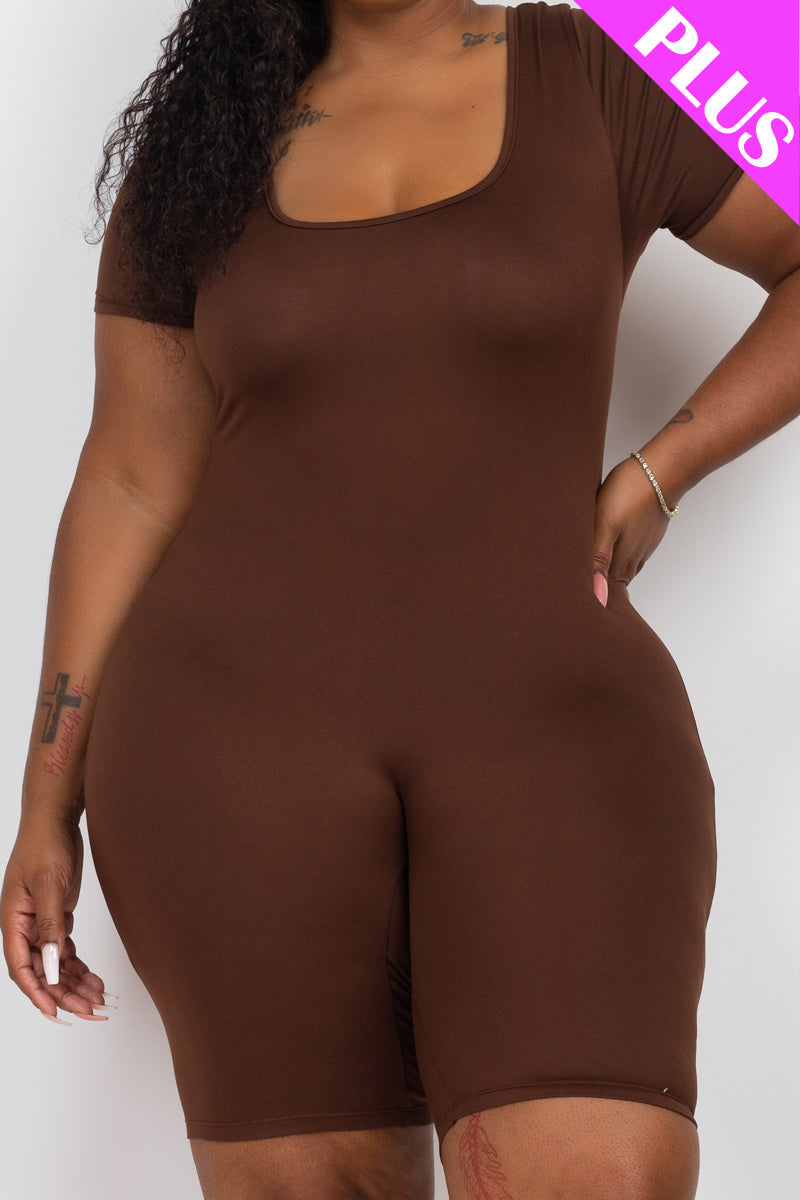 Plus Size Short Sleeve Bodycon Romper-8