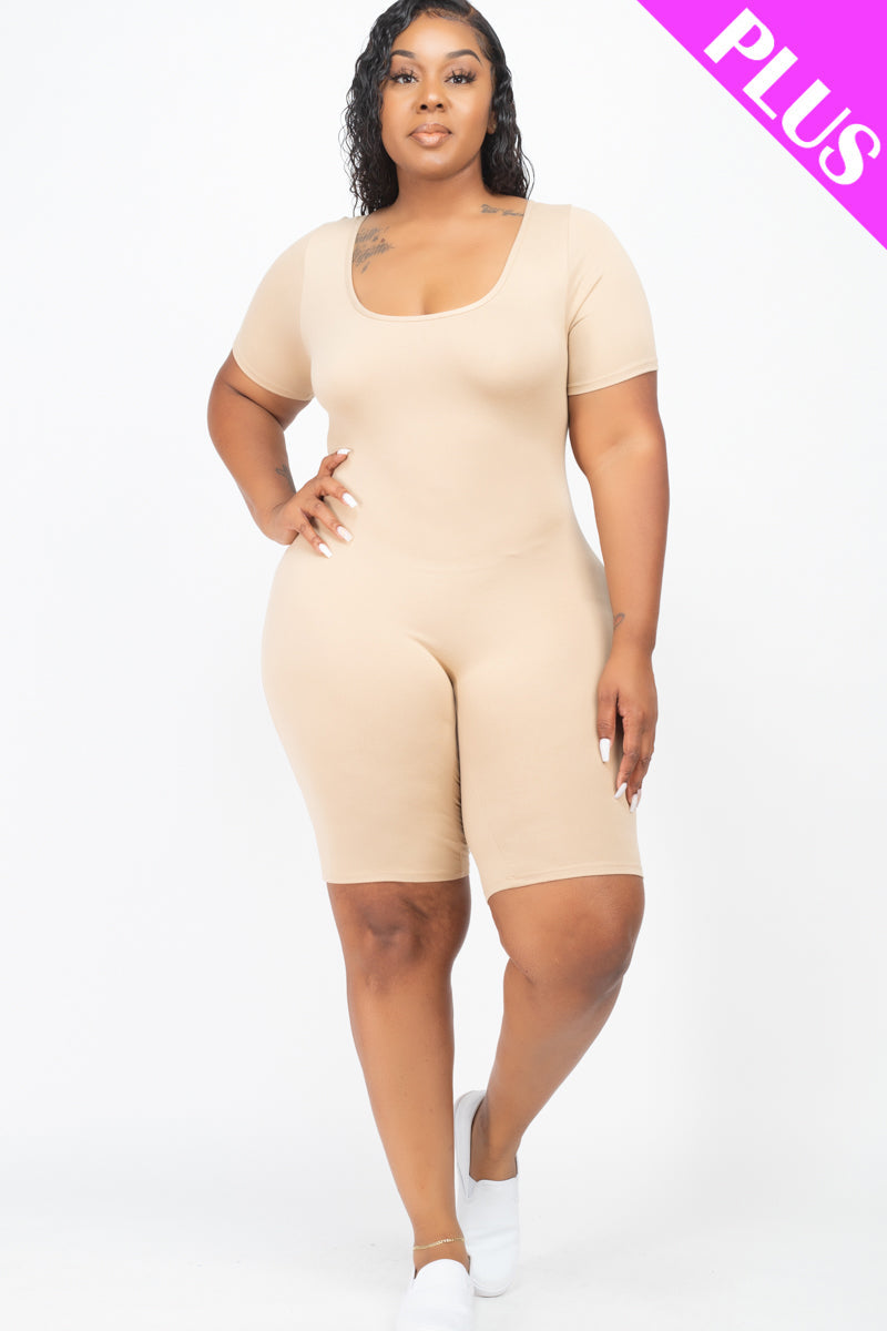 Plus Size Short Sleeve Bodycon Romper-4