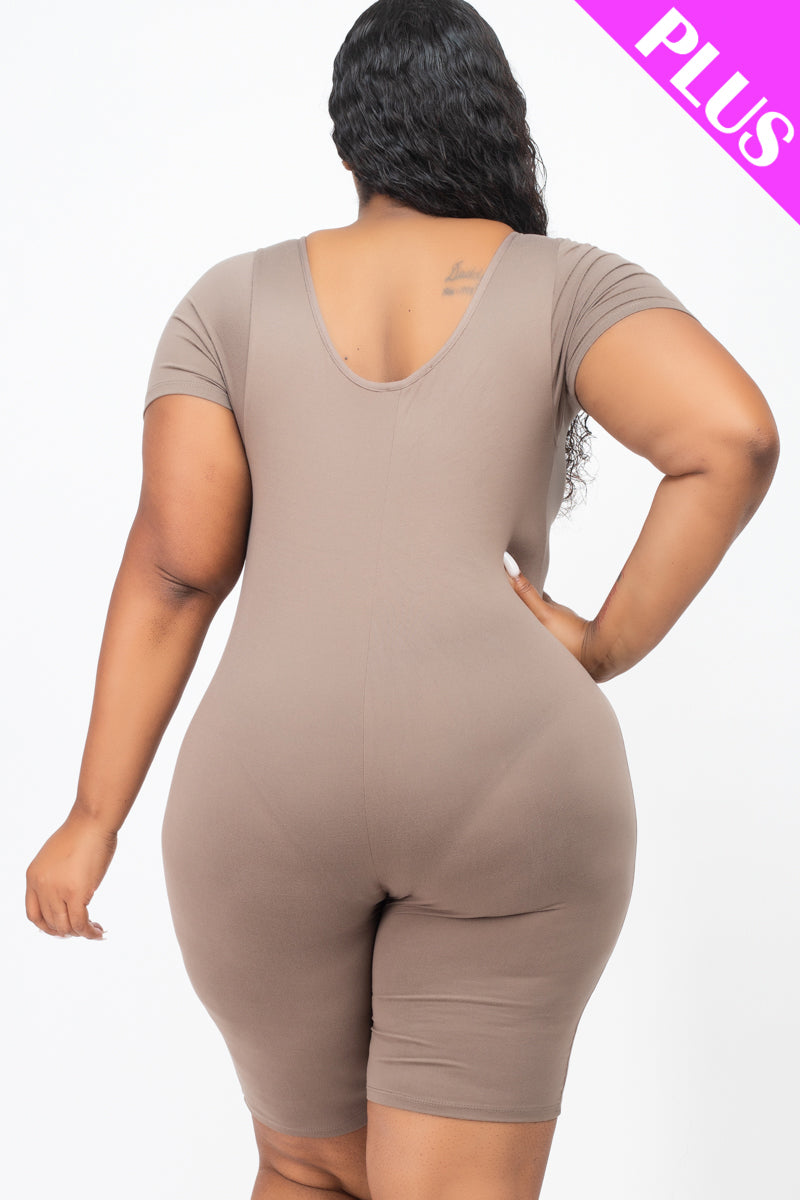 Plus Size Short Sleeve Bodycon Romper-17