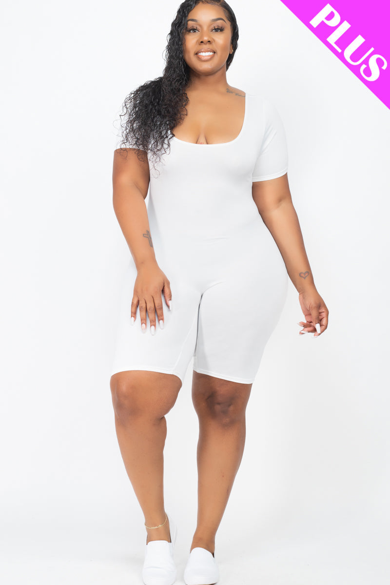 Plus Size Short Sleeve Bodycon Romper-24