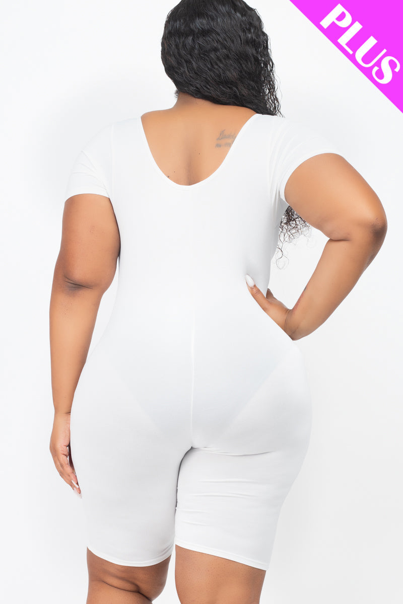 Plus Size Short Sleeve Bodycon Romper-22