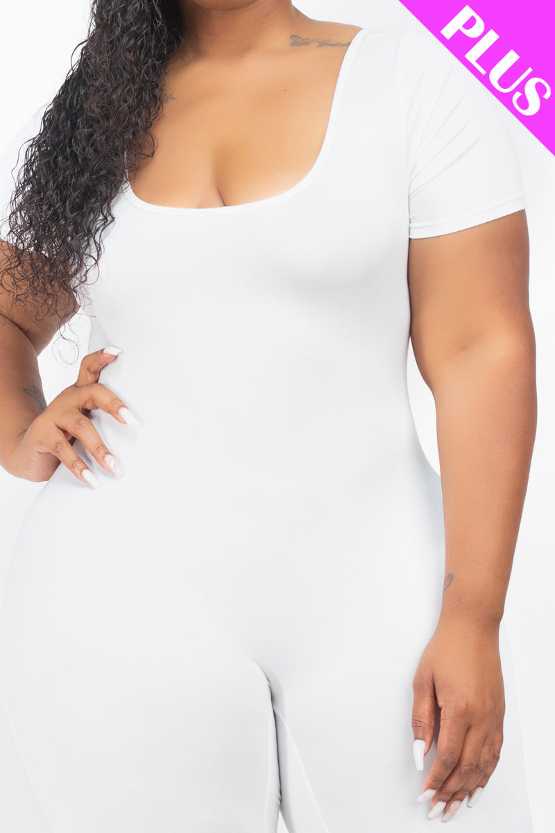 Plus Size Short Sleeve Bodycon Romper-23