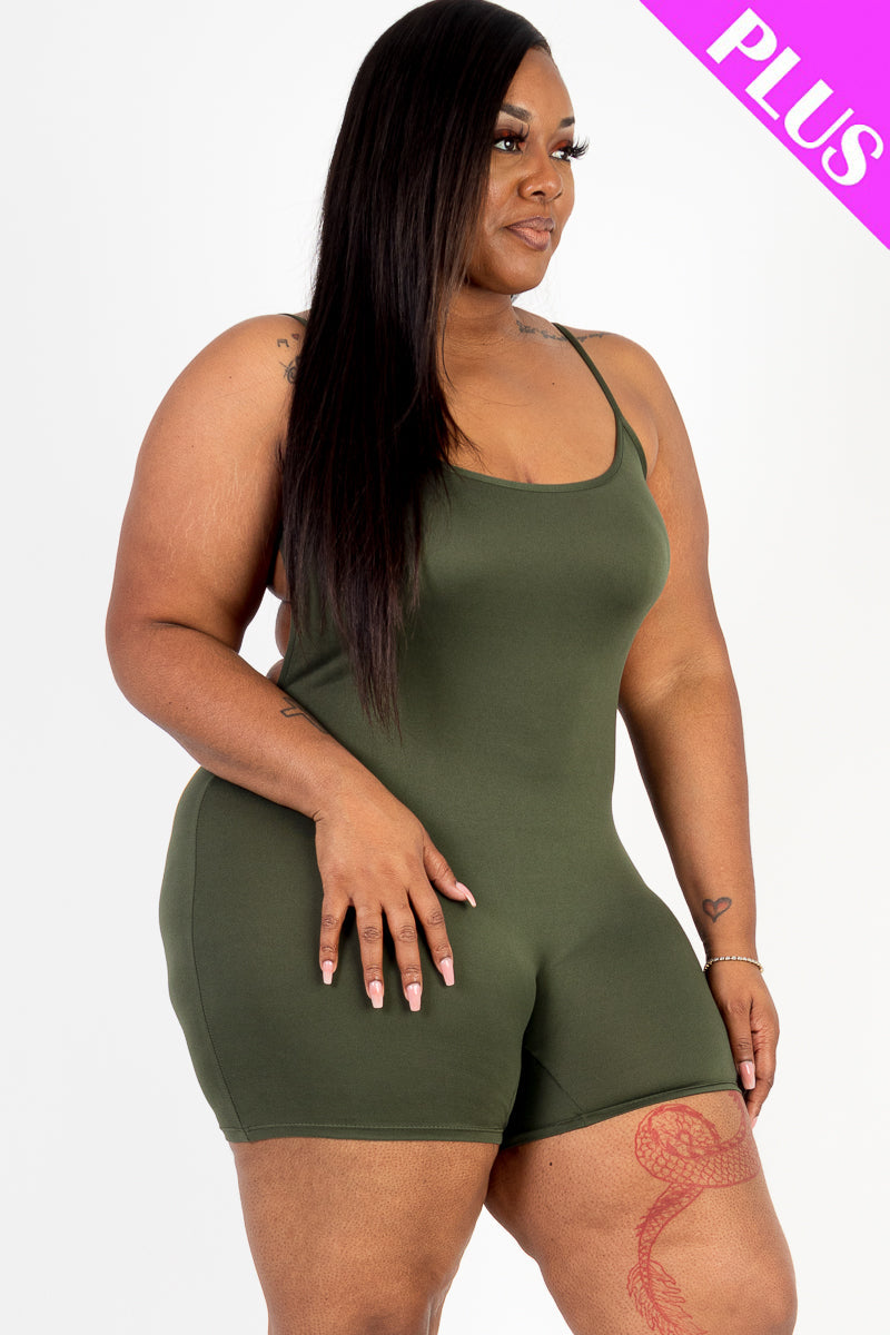 Plus Size Backless Cami Romper-31