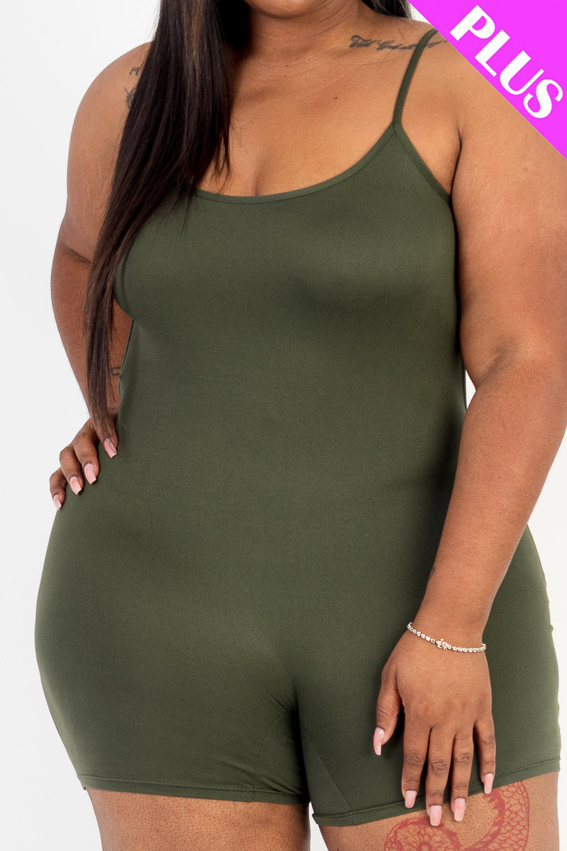 Plus Size Backless Cami Romper-33