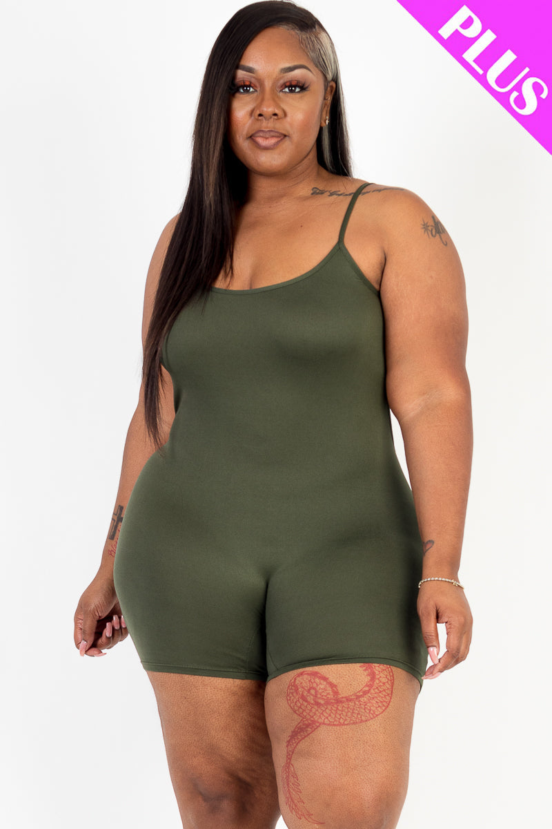 Plus Size Backless Cami Romper-30