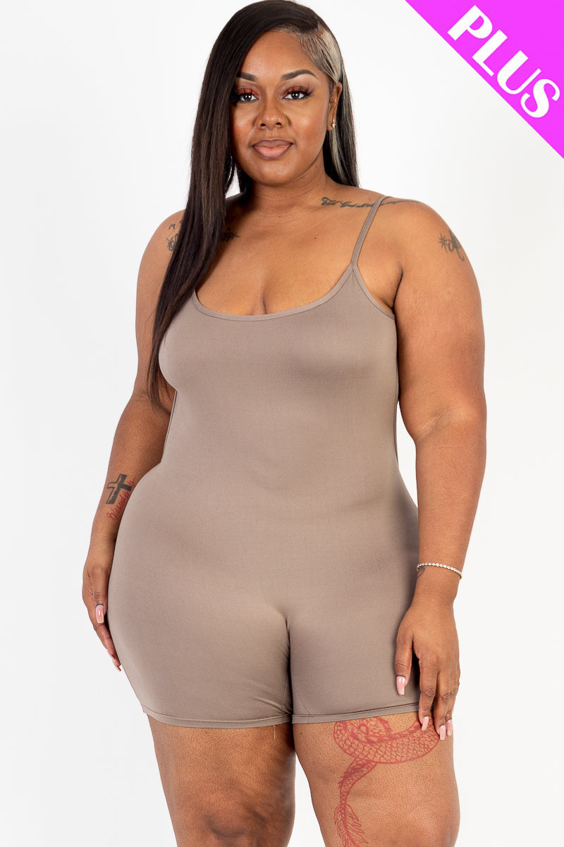 Plus Size Backless Cami Romper-10