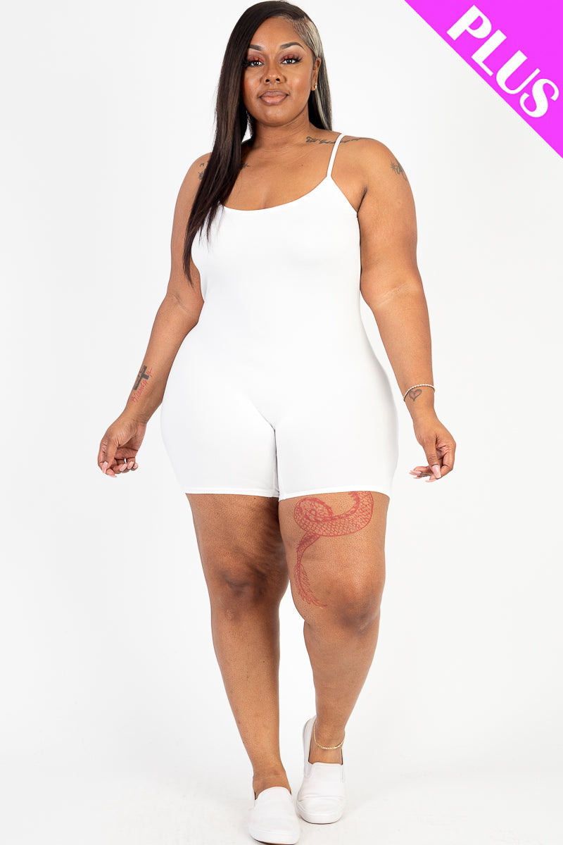 Plus Size Backless Cami Romper-19